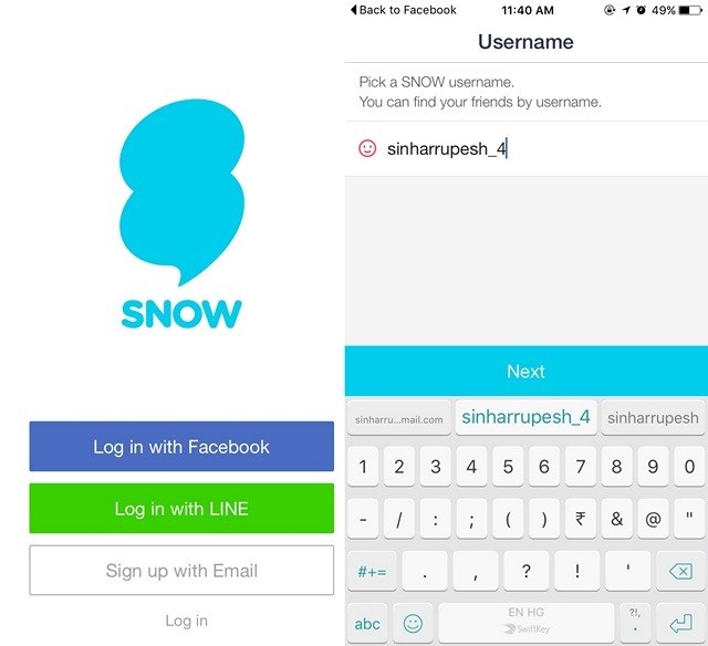 Jak korzystać ze śniegu, Snapchat Like App