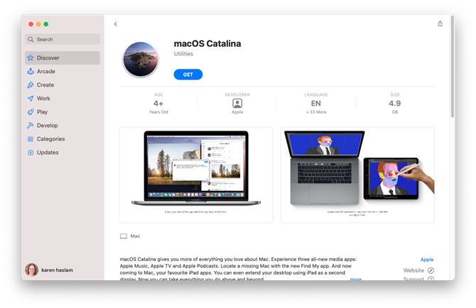 Catalina w Mac App Store