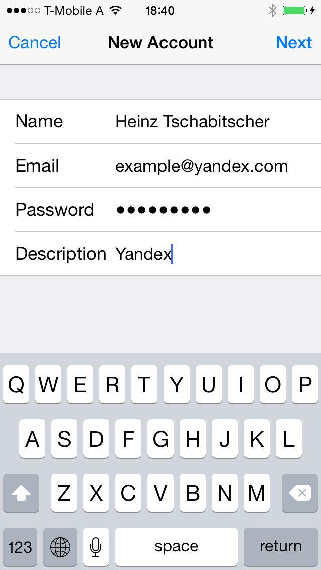 Jak skonfigurować Yandex.mail w iOS Mail