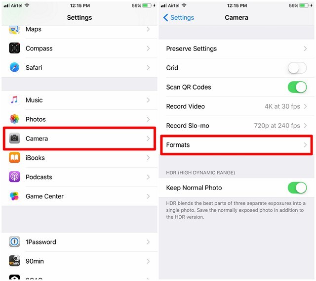 Jak wyłączyć format obrazu o wysokiej wydajności w systemie iOS 11