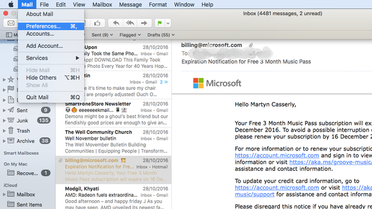 Jak zatrzymać pocztę i spam w Mac Mail