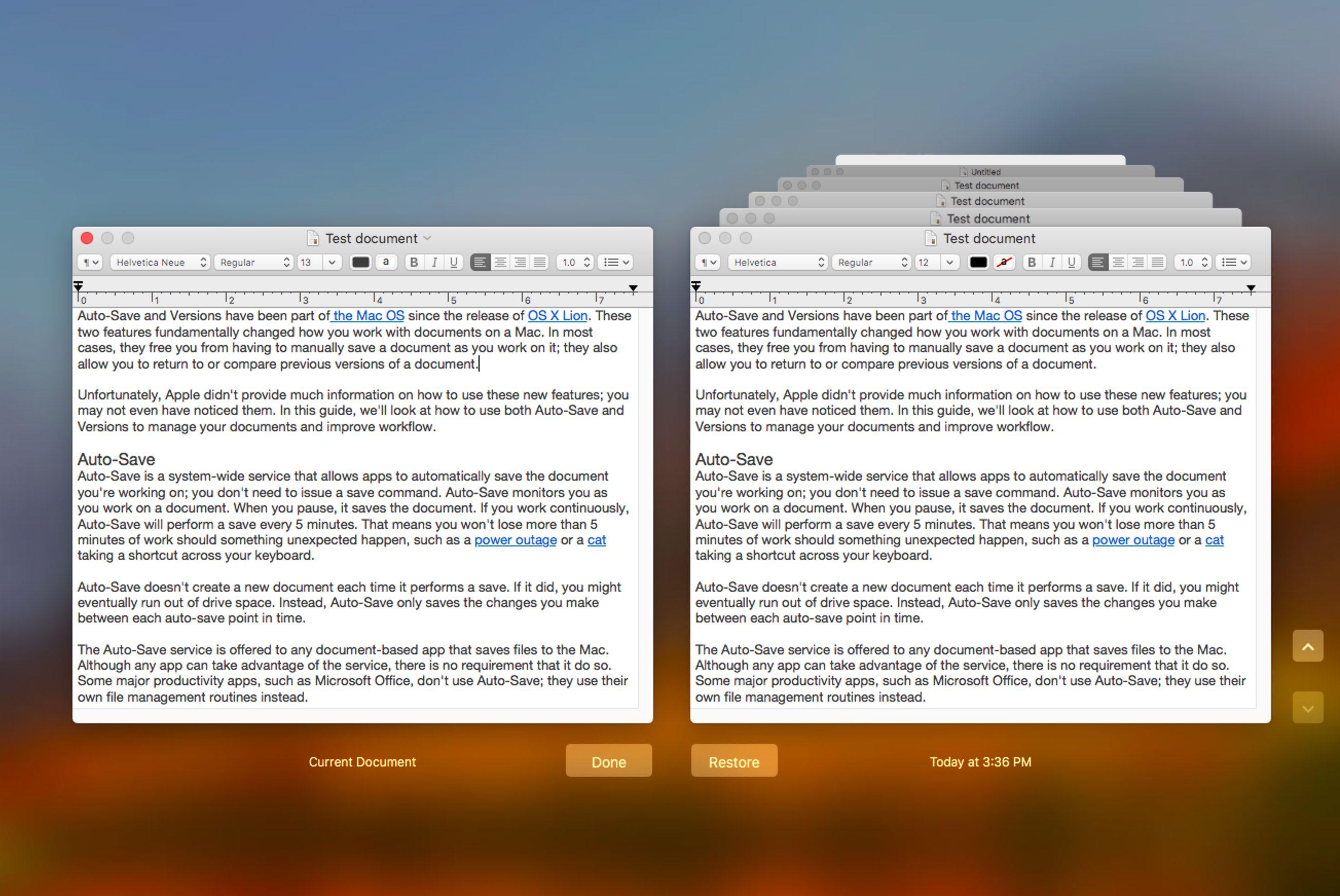 Korzystanie z funkcji automatycznego zapisywania i tworzenia wersji Mac
